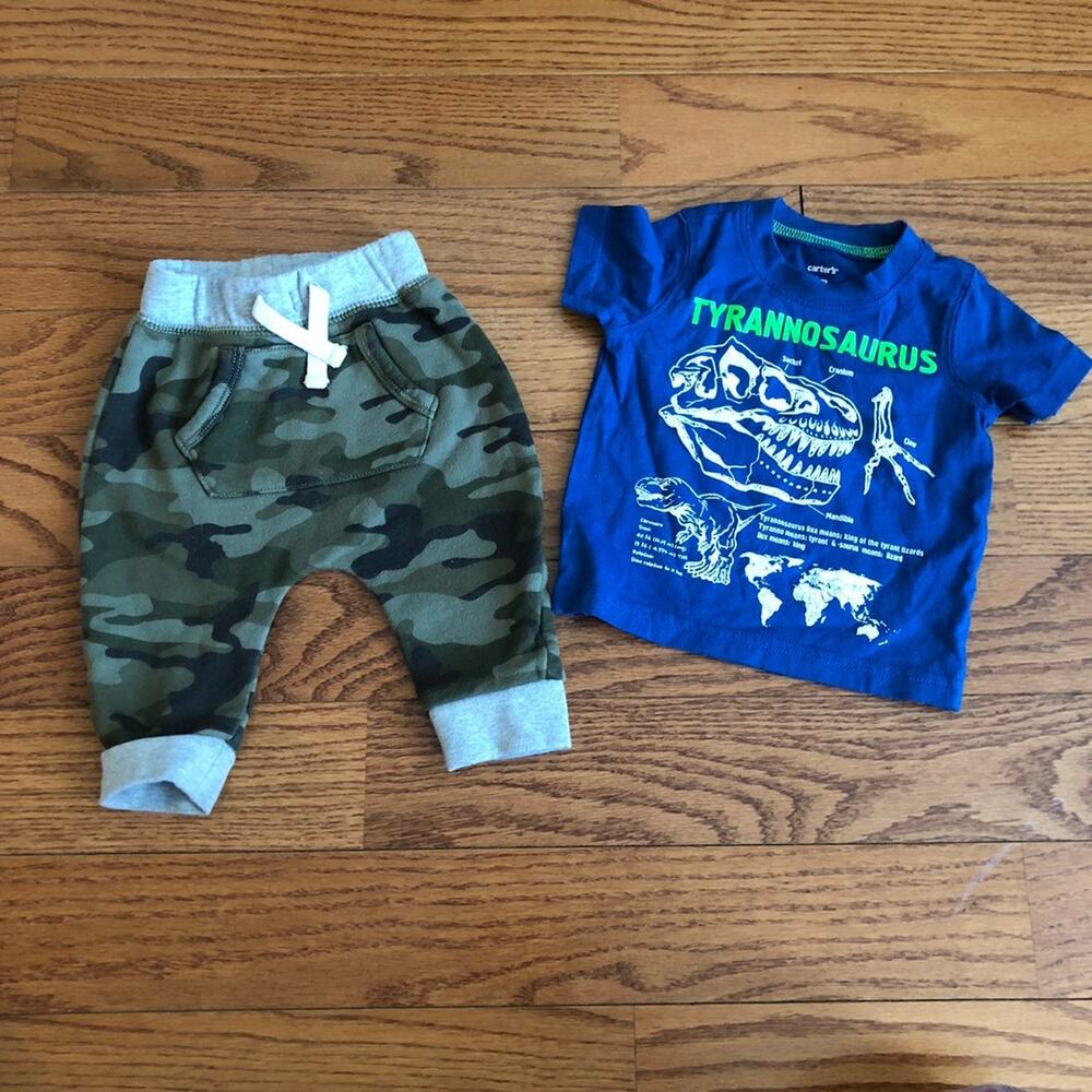 Gap Baby Carter’s  Bundle Jogger Dinosaur T-shirt Set Baby Boy Size 3-6 Months
